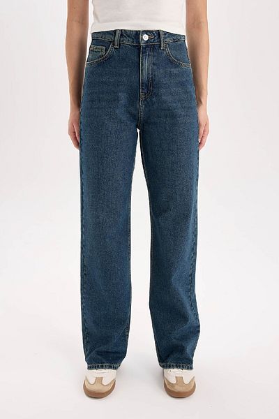 DeFacto 90er-Jahre-Jeans mit hoher Taille und weitem Bein – Schneewäsche D7953ax25sp