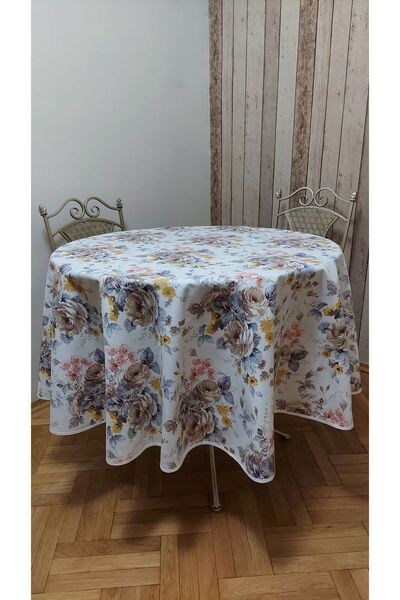 gonk Round, Country Patterned, Duck (Liquid Pusher, Stain Proof) Fabric, Tablecloth