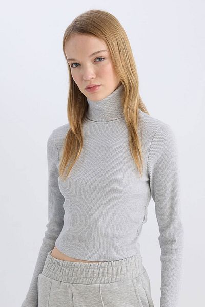 DeFacto Geripptes Rollkragen-Langarm-T-Shirt – D8798ax24au