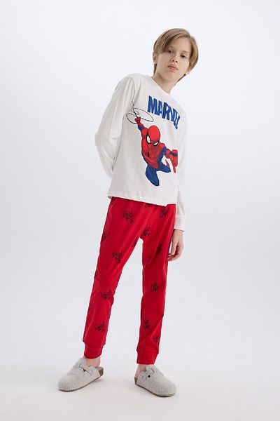 DeFacto Set de pijamale Marvel Spiderman pentru băieți - Set cu gât, mâneci lungi, de sus și de jos Y4861A624WN