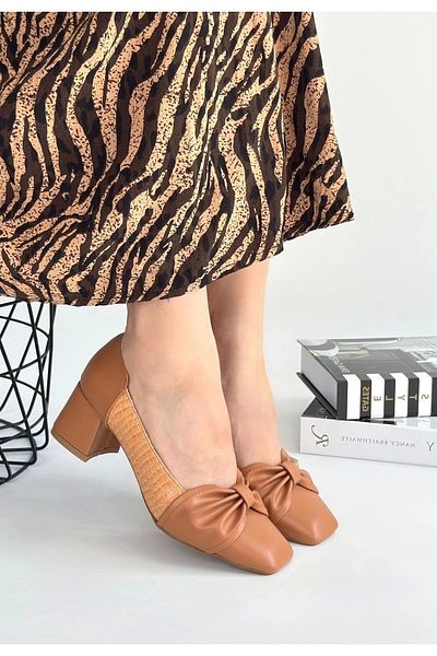 Skygo Agnet Tan Skin Heeled Shoes