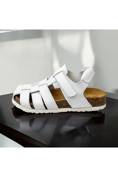 JOJO KIDS Unisex Children's Genuine Leather Sandals, Orthopedic, Cork Closed Toe, 100% Leather