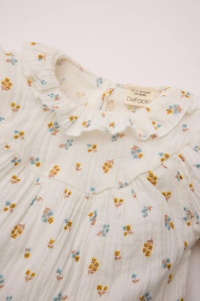 DeFacto Baby Girl Muslin Floral Print Ruffle Collar Long Sleeve Shirt D8764A524Wn