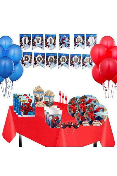 Paparti Spiderman Birthday Party Concept Bulk Set for 8 People