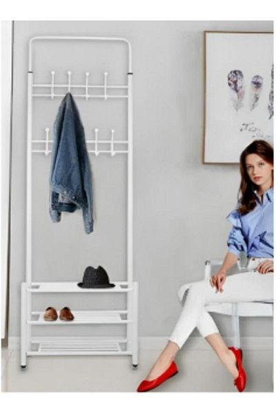 ROYAL ROSE White Metal 3-Shelf Clothes Hanger, Rack and Organizer