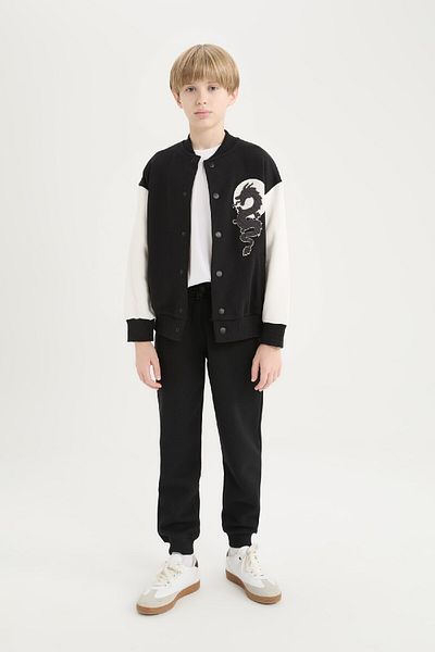 DeFacto Boys Back Printed College Collar Thick Bomber Cardigan D9840A825Sp