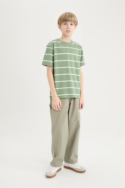 DeFacto Boy's Crew Neck Striped Short Sleeve T-Shirt D7865A825Sm