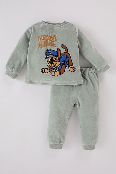 DeFacto Sada chlapeckého pyžama Paw Patrol – dlouhý rukáv, velurový top, elastický pas, D8656A524Wn