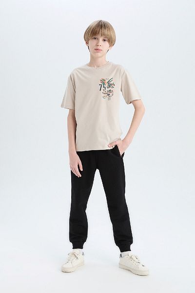DeFacto Boy's Crew Neck Printed Short Sleeve T-Shirt D9285A825Sm