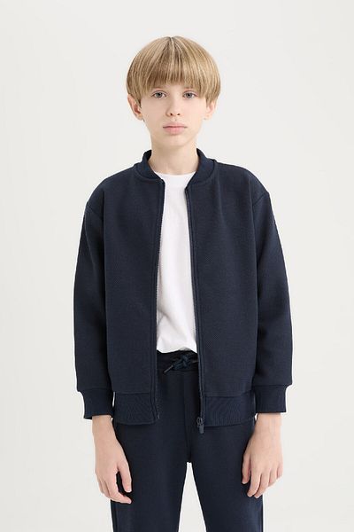 DeFacto Boys' College Collar Zippered Bomber Cardigan D2803A825Sp