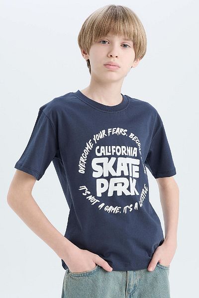 DeFacto Boy's Crew Neck Printed Short Sleeve T-Shirt D9261A825Sm