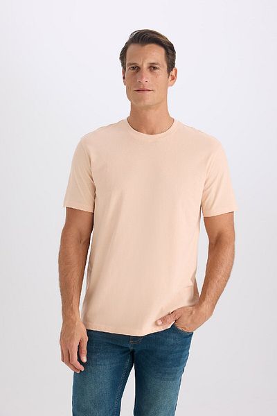 DeFacto 100 % Baumwolle Neues Basic-T-Shirt mit Rundhalsausschnitt und normaler Passform, einfarbig, kurzärmelig V7699az25sp