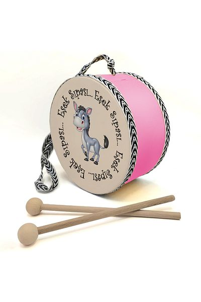 BAKSEPETE Donkey Cub Printed Leather Toy Children's Drum Pink (2-5 Years Old)