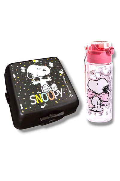 Me Çanta Snoopy Girl 500ml Water Bottle and Four Compartment Lunch Box Set