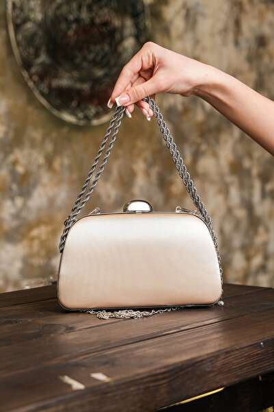 ROZA CANTA Leather Satin Chain Strap Hand Shoulder Evening Dress Evening Bag