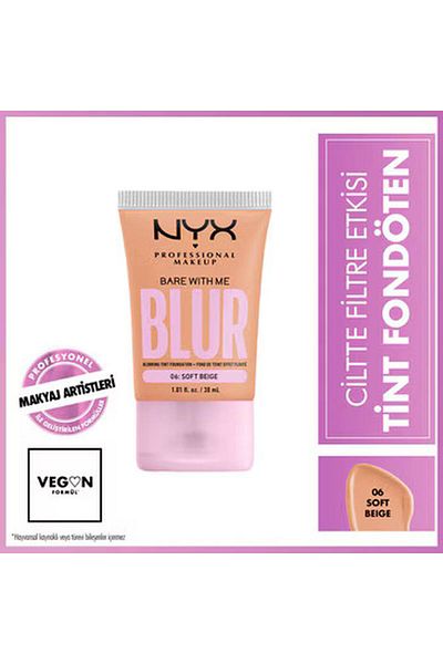 NYX Effective Blur Tint Foundation 06 Soft Beige Skinje