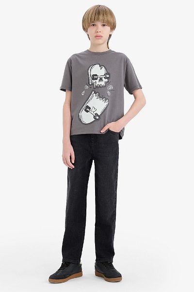 DeFacto Boy's Crew Neck Skateboard Printed Short Sleeve T-Shirt D9293A825Sm