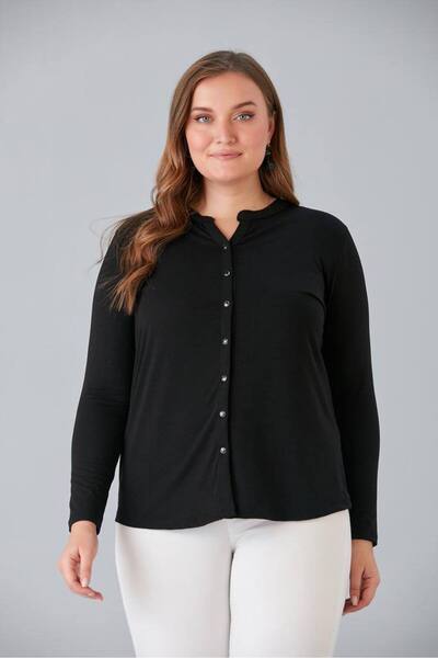 TUSSE Κομψή κλασική μπλούζα με κουμπιά μπροστά, εμφάνιση από βισκόζη, άνετη ε...