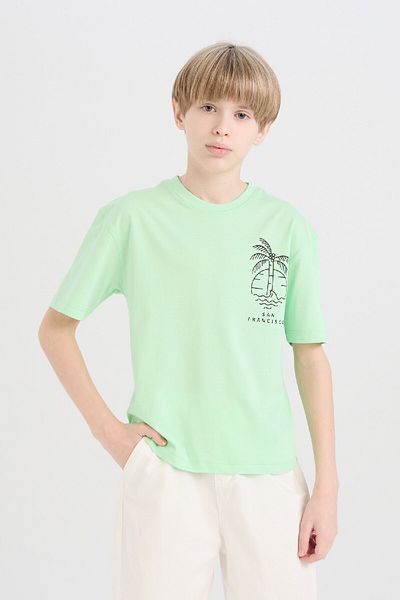 DeFacto Boy Oversize Wide Fit Crew Neck Printed Short Sleeve T-Shirt B6165A825Sm
