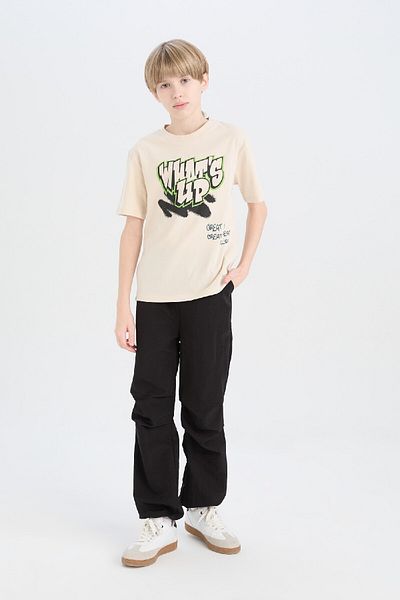 DeFacto Tricou cu mânecă scurtă imprimat cu gât crew pentru băieți D9489A825SM
