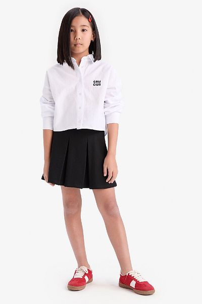 DeFacto Cămașă cu mânecă lungă Crop Oxford pentru fete D9149A825SP