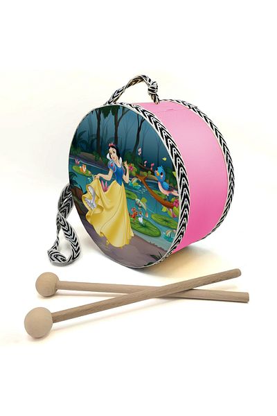 BAKSEPETE Snow White Printed Leather Toy Children's Drum Pink (2-5 Years Old)