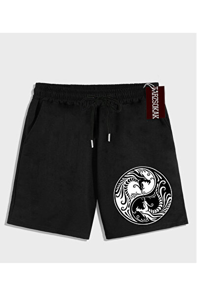 Tarzsokak Μαύρο σορτς KOD Trend EMRG Ανδρικό με στάμπα Dragon
