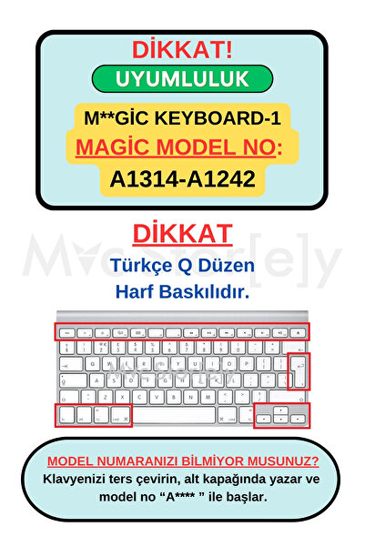 Mcstorey Apple Magic Keyboard-1 Kılıf Klavye Koruyucu Türkçe Q Baskılı Silikon Kılıf A1314 A1242 Ile Uyumlu