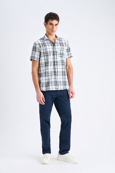 DeFacto Regular Fit Polo Neck Checked Short Sleeve Shirt D7553Ax25Sp