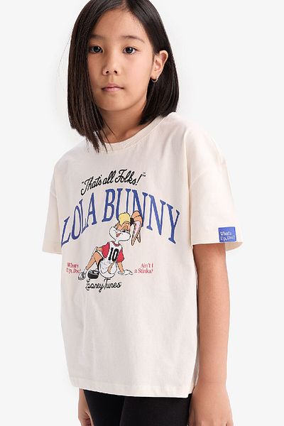 DeFacto Μπλουζάκι με στάμπα Looney Tunes για κορίτσια - Relax Fit, λαιμόκοψη, κοντό μανίκι D8825A825SP