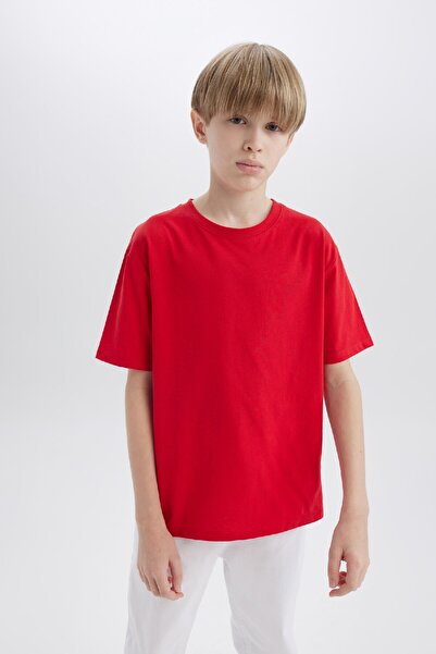 DeFacto Boy's Crew Neck Basic Solid Short Sleeve T-Shirt K1687A625Sm