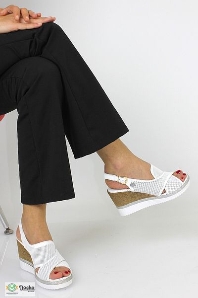 Mammamia Women's Genuine Leather Classic Style High Wedge Heel Daily Sandals M26Ys2640
