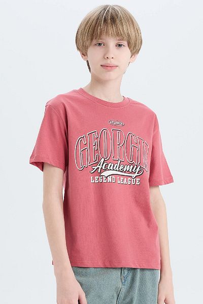 DeFacto Boy's Crew Neck Printed Short Sleeve T-Shirt D9262A825Sm