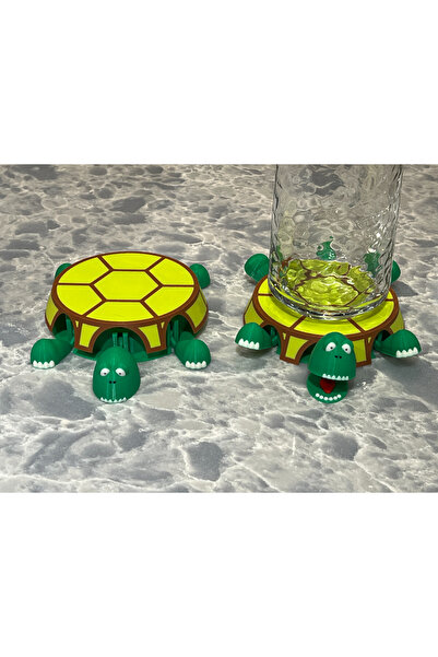 Genel Markalar Özel Tasarım Kaplumbağa Tasarımlı Hareketli Bardak Altlığı SOF...