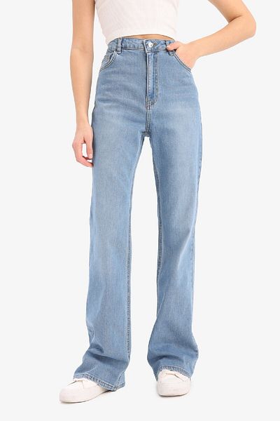DeFacto Slim Flare Jeans mit hoher Taille und geradem Bein, lange Jeanshose D7974AX25SP