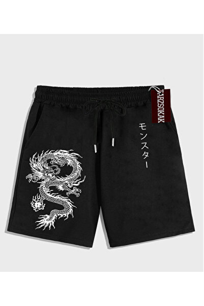 Tarzsokak Μαύρο σορτς KOD Trend EMRG Ανδρικό με στάμπα Dragon