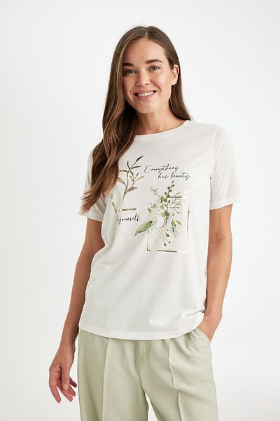 DeFacto Dfc - Crew Neck Printed Regular Fit Short Sleeve T-shirt