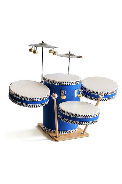 BAKSEPETE Leather Toy Children's Drum Set Blue (2-5 Years Old)