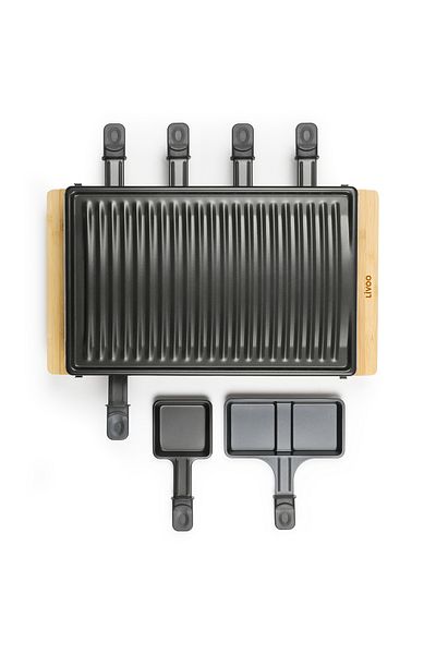 LİVOO Gratar raclette cu finisaj bambus Livoo DOC257, 1200 W, 8 persoane