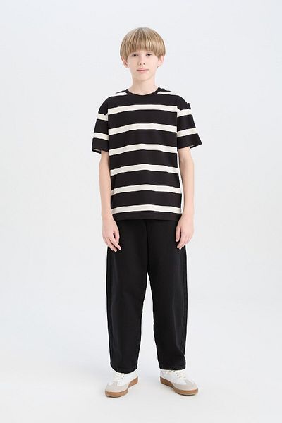 DeFacto Boy's Crew Neck Striped Short Sleeve T-Shirt D7863A825Sm