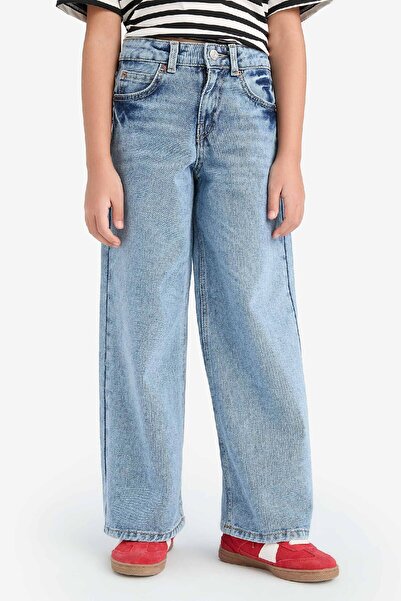 DeFacto Kız Çocuk Wide Leg Geniş Paça Jean Pantolon D7093a8