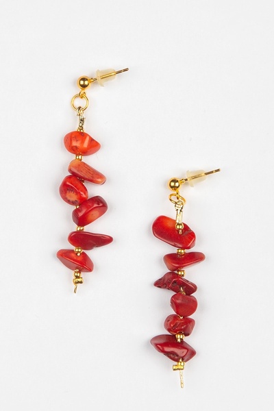 Lila Rosa Authentic Coral Natural Stone Earrings