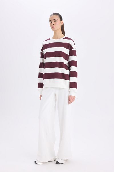 DeFacto Hanorac gros cu dungi Relax Fit Crew Neck A1883ax24au