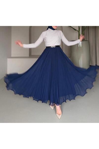 aytenli Fusta cu clopoței lată, căptușită plisată, cu talie elastică, fundul fustei din șifon cu linie