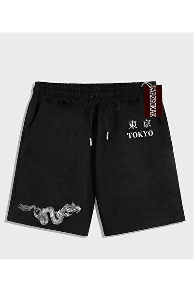 Tarzsokak Μαύρο σορτς KOD Trend EMRG Ανδρικό με στάμπα Dragon