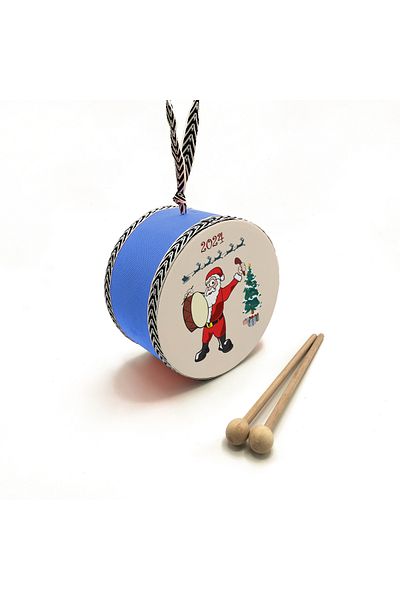 BAKSEPETE Santa Claus Printed Leather Toy Children's Drum Blue (2-5 Years Old)