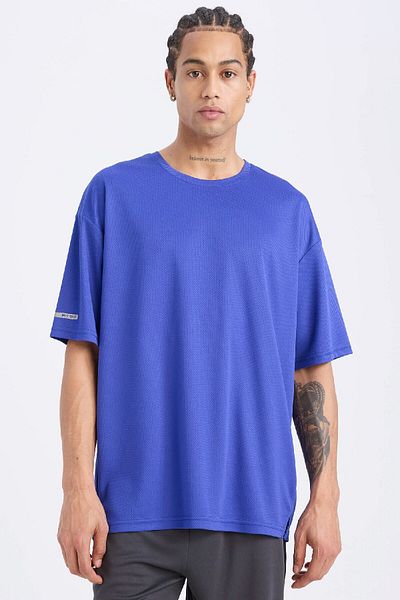 DeFacto DeFactoFit Boxy Fit Crew λαιμόκοψη εμπριμέ εμπριμέ αθλητικό κοντομάνικο μπλουζάκι D6726AX25SP