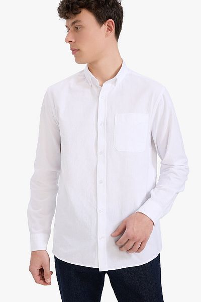 DeFacto 100% βαμβάκι κανονική εφαρμογή γιακά πόλο Oxford Basic μασίφ μακρυμάνικο πουκάμισο A8028ax25sp
