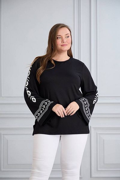 TUSSE Ethnic Patterned Plus Size Bluz