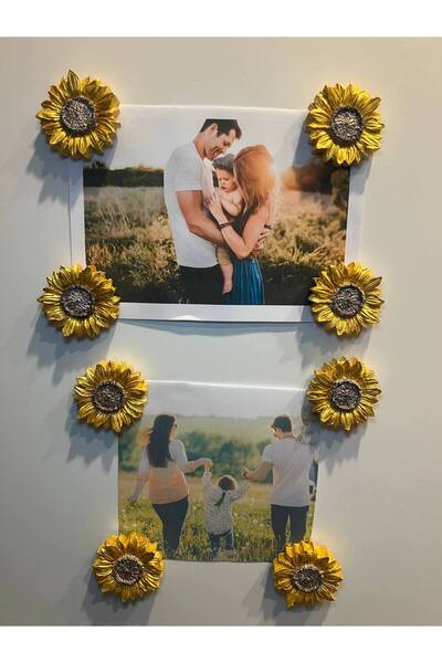 Love Candle Dekor Ayçiçek Magnet, 8li Magnet Seti, Çiçek Magnet, El Yapımı De...